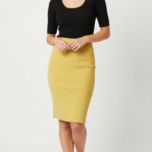 Ports 1961 Women’s Ribbed Knit Mini Skirt Vintage 90s Y2K Mustard Yellow S 2000